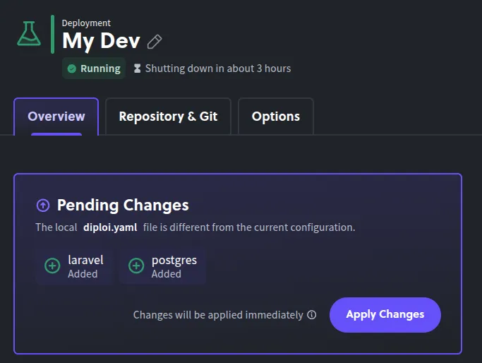 Applying the changes to the deployment