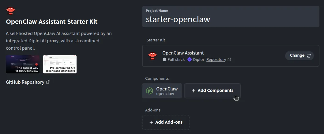 Adding components and add-ons