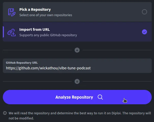 Analyzing a repository to import