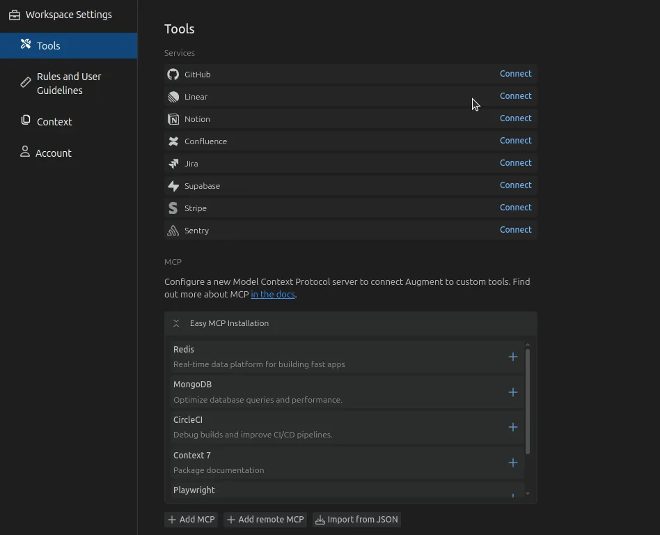 Augment MCP and integrations