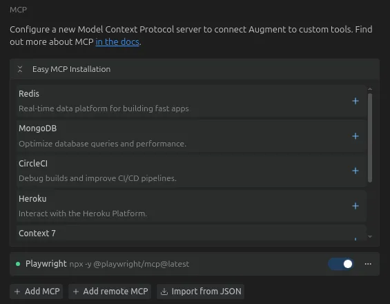Augment MCP support