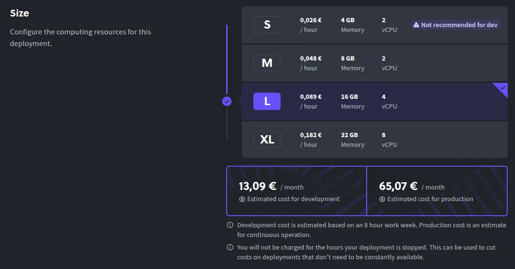 Cluster size selection