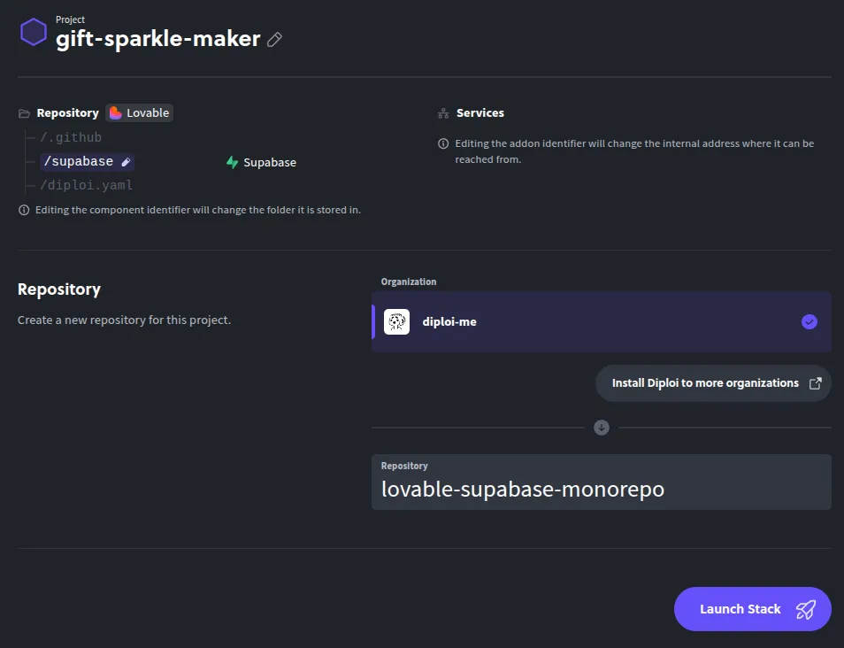Creating a new repo for an imported application