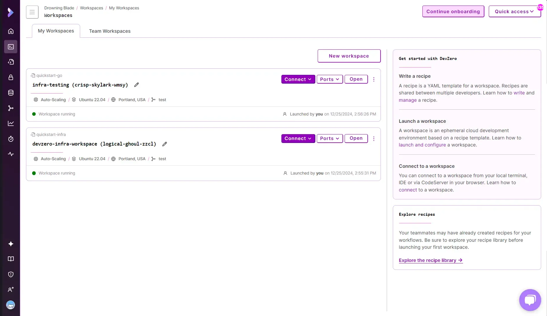 DevZero dashboard screenshot