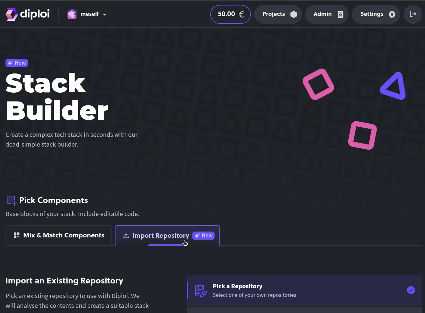 Import Repository tab