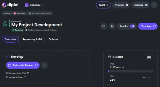 Diploi browser IDE screenshot