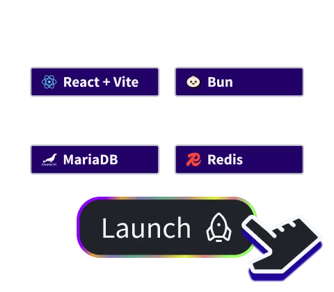 user selecting from a list of components and clicking launch