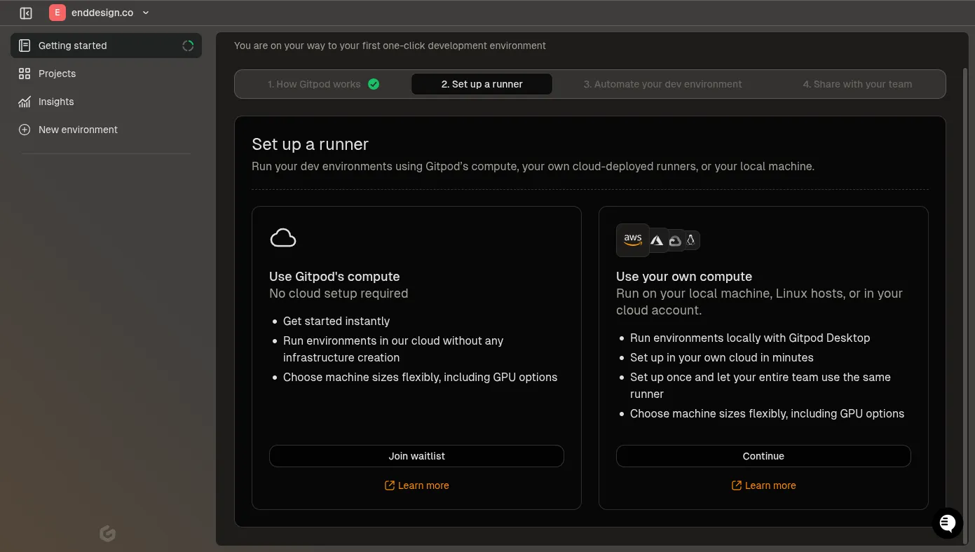 Gitpod workspace screenshot