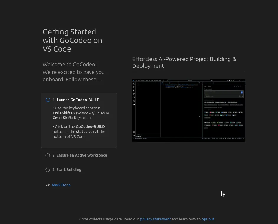 GoCodeo onboarding