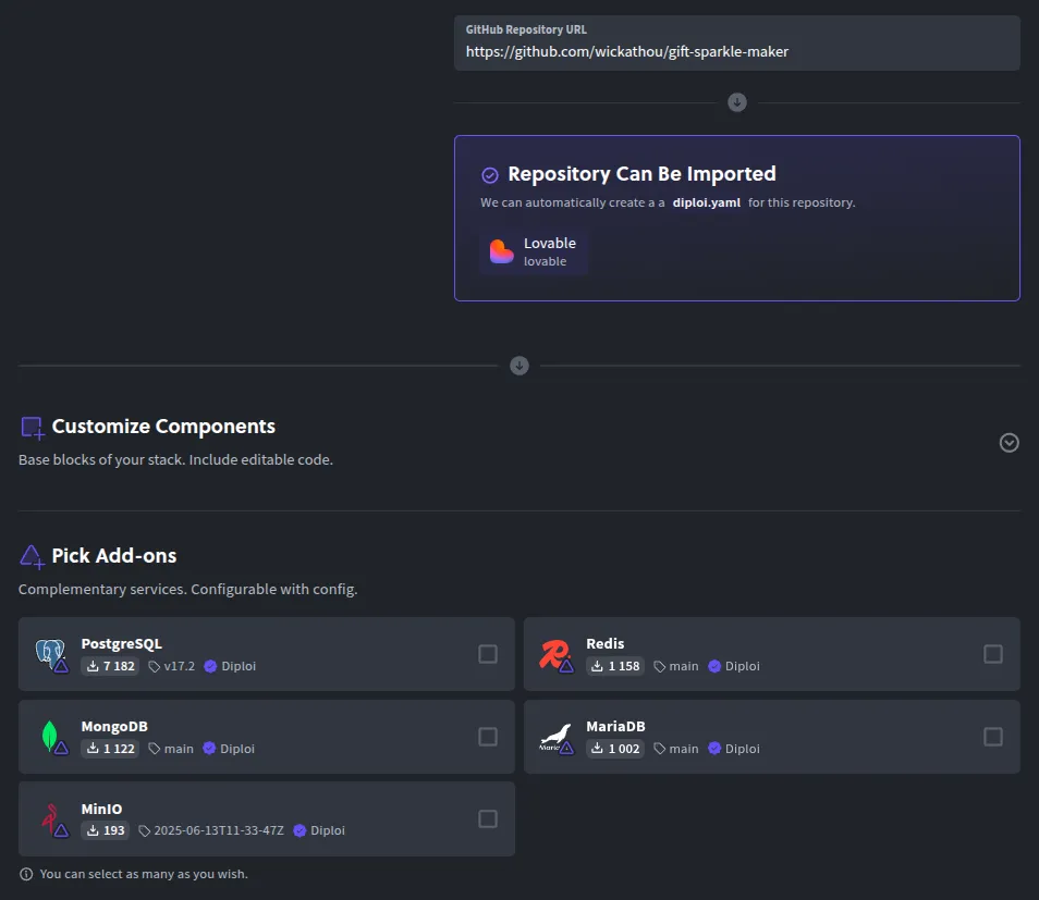 Importing a project from a public URL