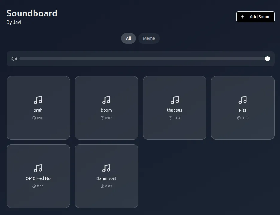 Screenshot of soundboard app example