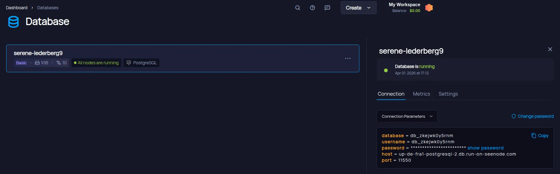 seenode's dashboard view