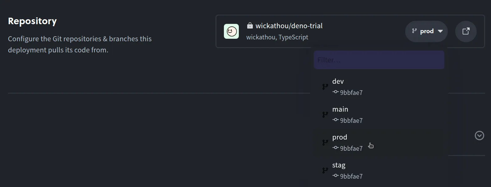 Selecting a branch