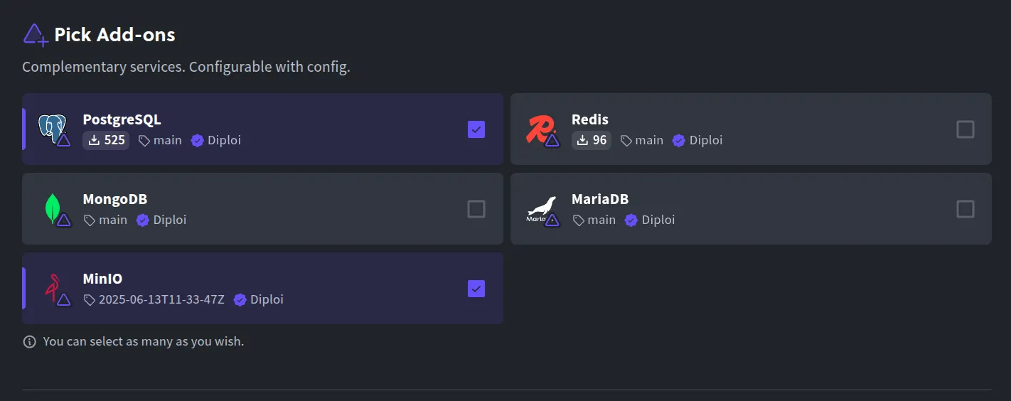 Selecting add-ons