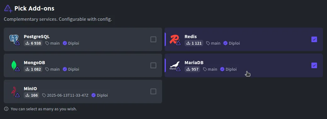 Selecting add-ons