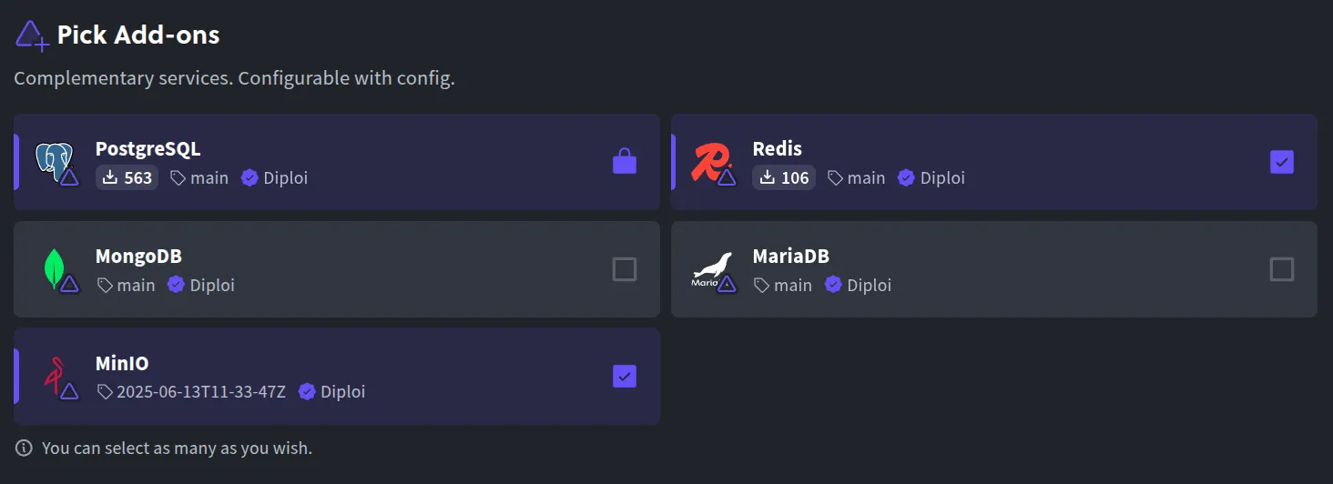 Selecting add-ons