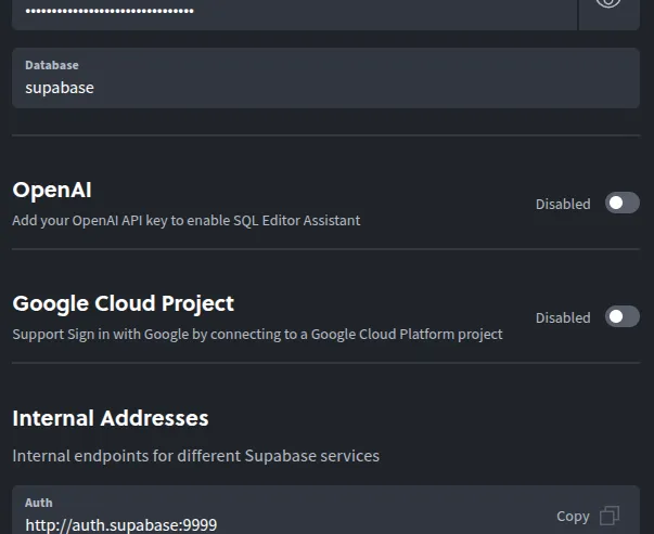 Supabase environment variables