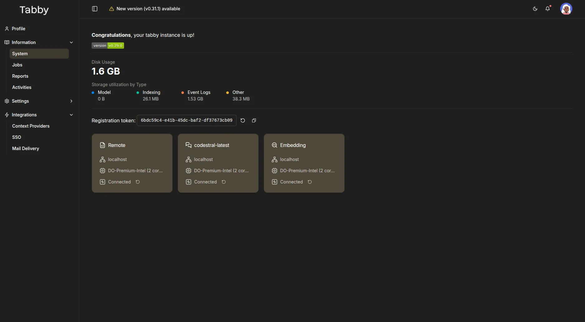 Tabby AI models supported