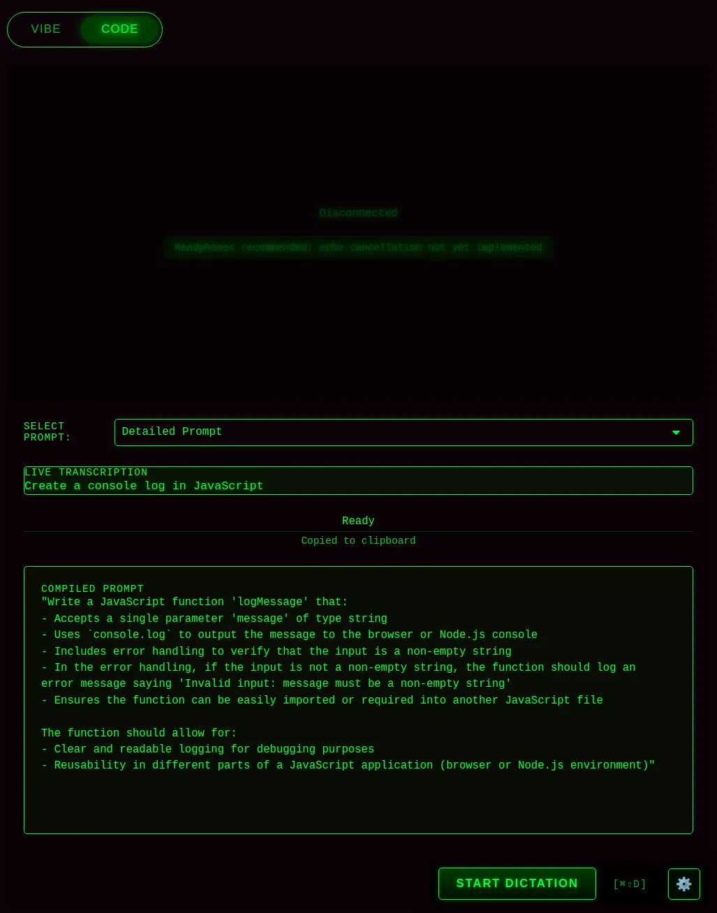 Vibe Coder code chat mode